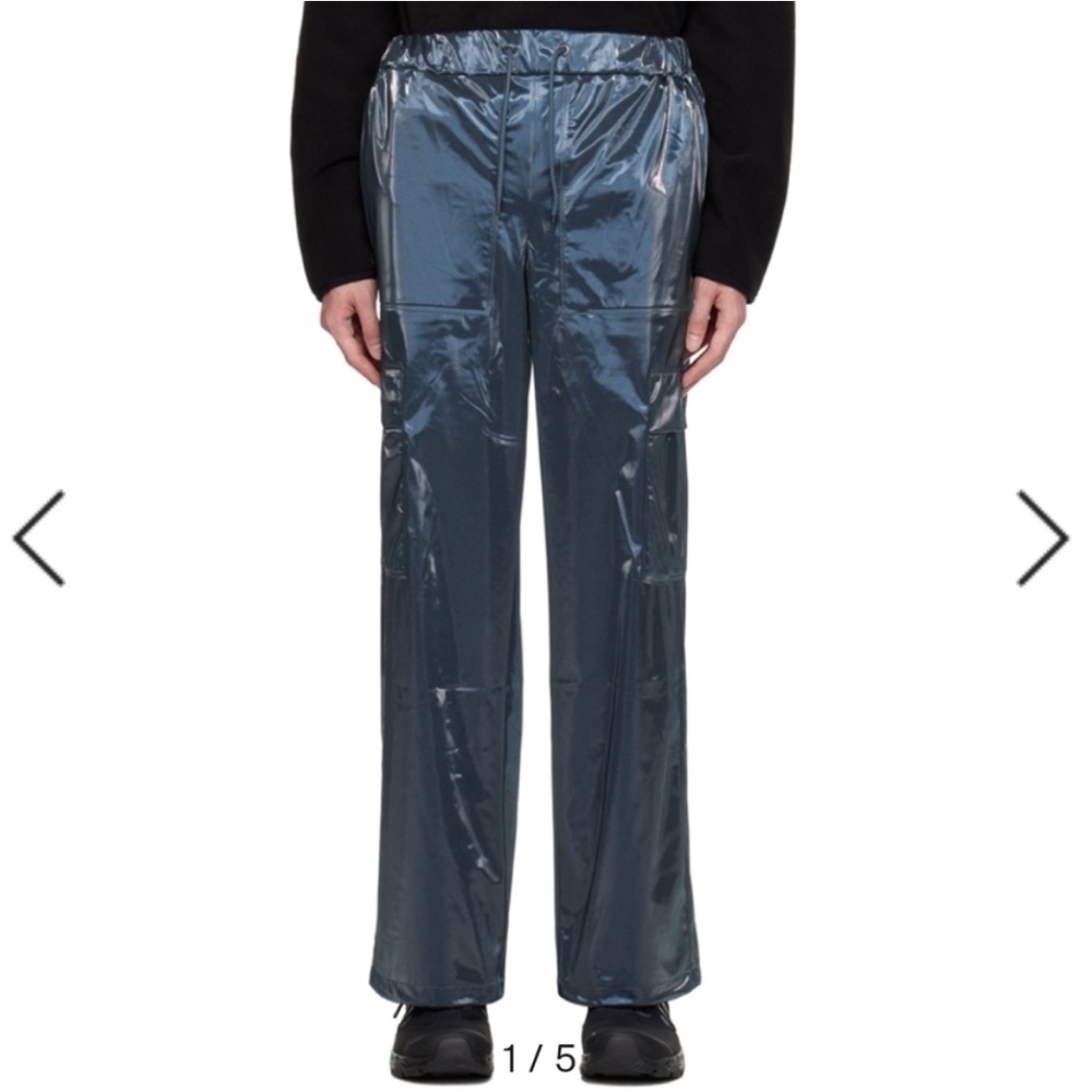 RAINS NWT Cargo Rain Pants Wide Large Sonic Metallic Blue Unisex Weatherproof